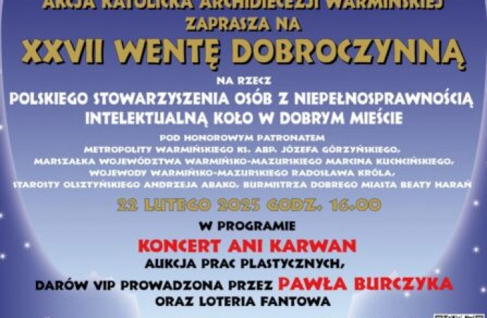 {22 lutego odbędzie się w Olsztynie XXVII Wenta Dobroczynna. Organizatorem jest Akcja Katolicka Archidiecezji Warmińskiej.}